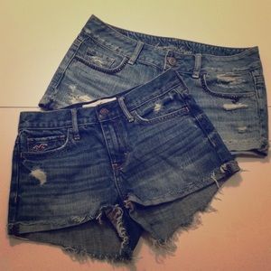 2 size 0 jean shorts Hollister & American Eagle